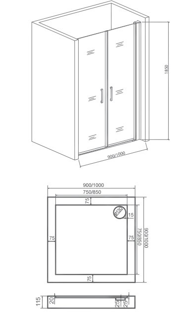 BAS Пандора SD-90-C-CH Душевые двери 90*185 ПД00078