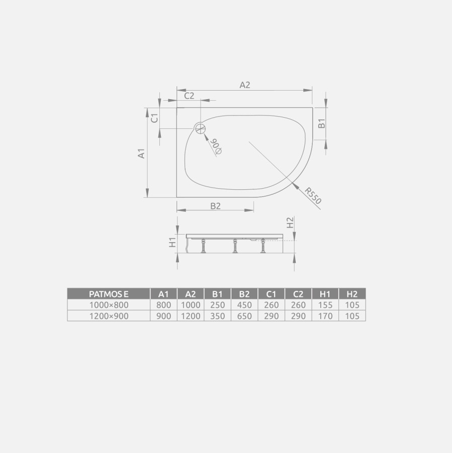 Radaway Patmos E 120*90*17 L душевой поддон акриловый 4P91217-03L