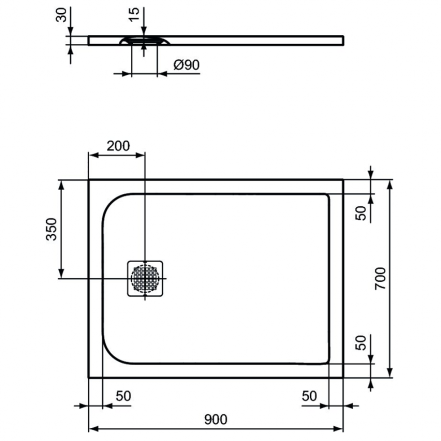 Ideal Standard Ultraflat S душевой поддон 90х70 K8190FV