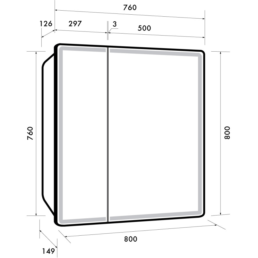 Dreja шкаф зеркальный подвесной Point 80 см с подсветкой белый 99.9034