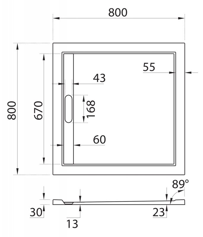 Cezares Tray поддон из иск. мрамора 80х80 TRAY-AS-A-80-30-W