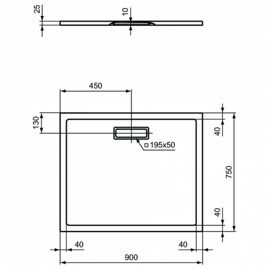 Ideal Standard Ultraflat New душевой поддон 90х75 T4480V1