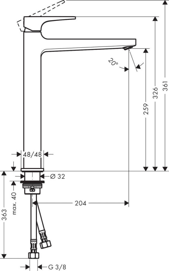 Hansgrohe Metropol Смеситель для раковины 260 со сливным клапаном Push-Open бронза 32512140