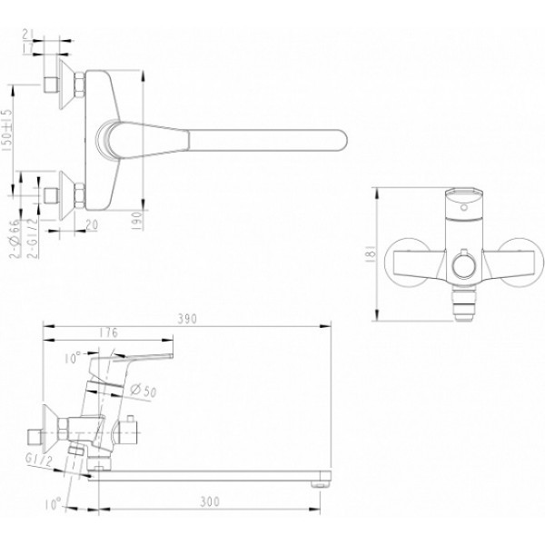 Bravat Line F65299C-LB-RUS смеситель для ванны хром