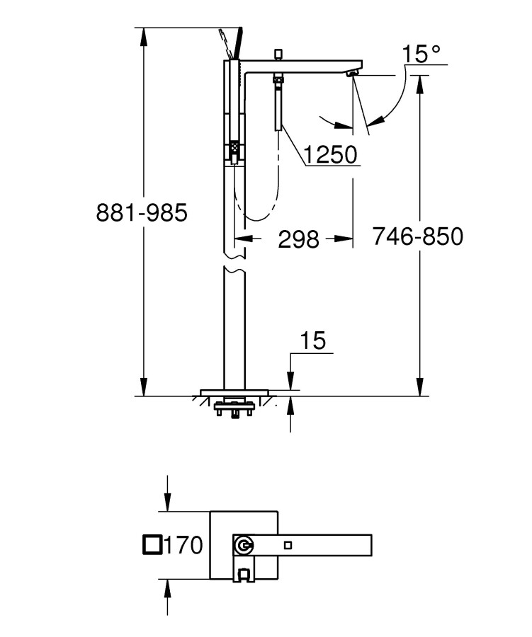 Grohe Eurocube Joystick 23667001 смеситель для ванны хром