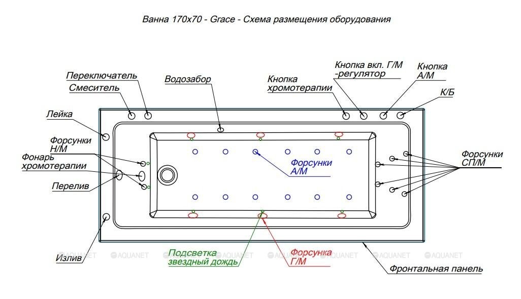 Акриловая ванна Aquanet Grace 170x70 (с каркасом) 00312653