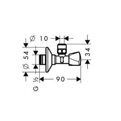 Hansgrohe угловой вентиль E ½—⅜ хром 13902000