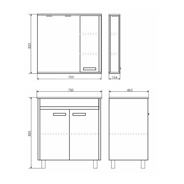 Тумба-умывальник Comforty "Тулуза-75" сосна лоредо с раковиной "Quadro 75" 00003132328CF