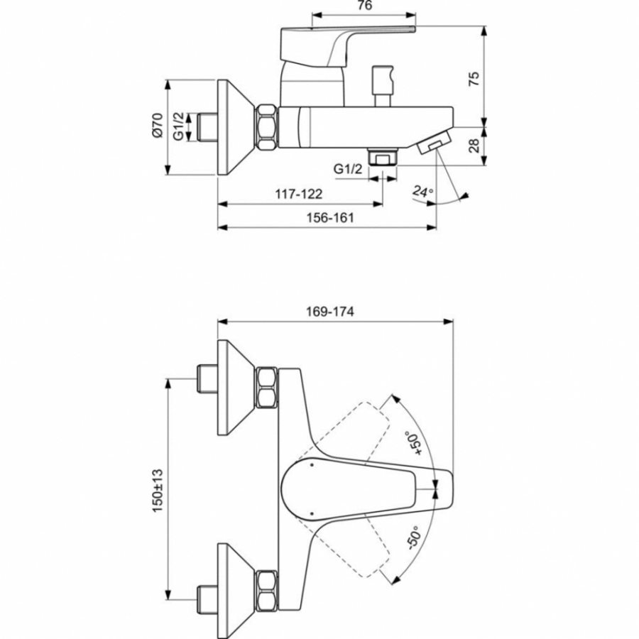 Ideal Standard Cerafine смеситель для ванны BC692AA