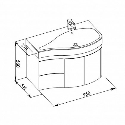 Aquanet Сопрано 95 тумба с раковиной 00213000 подвесная, правая