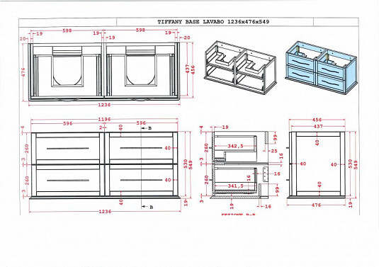 Cezares Tiffany тумба 120 см c раковиной 54955+50135