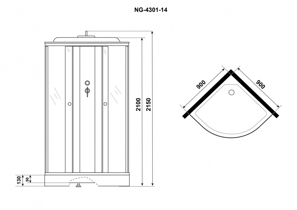 Niagara Eco Душевая кабина 90x90 Тропический душ E90/13/MT