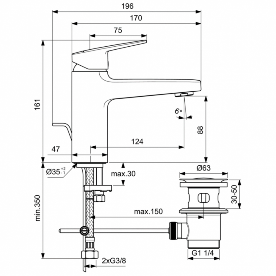 Ideal Standard Ceraplan смеситель для раковины BD227AA