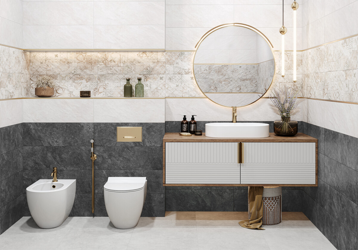 Delacora Kreo Light Керамическая плитка настенная 246 x 740 x 9.5 WT15KRE01R