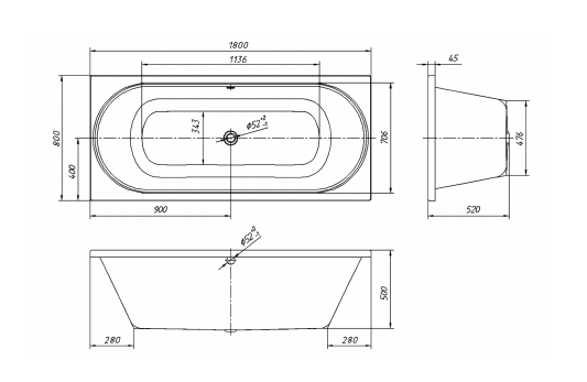 Am.Pm Bliss L W53A-180-080W-PRB фронтальная панель для ванны A0 180x80 см