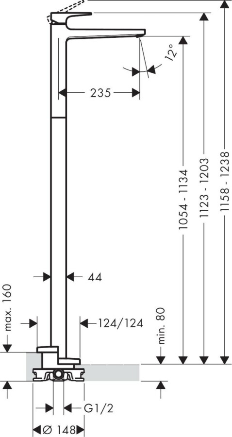 Hansgrohe 32530000S Set HG Metropol смеситель для раковины напольный (32530000+10452180) Хром