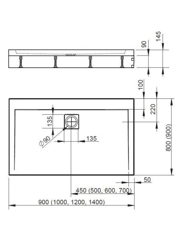 Radaway Argos D 90*110*5,5 душевой поддон акриловый 4AD911-01