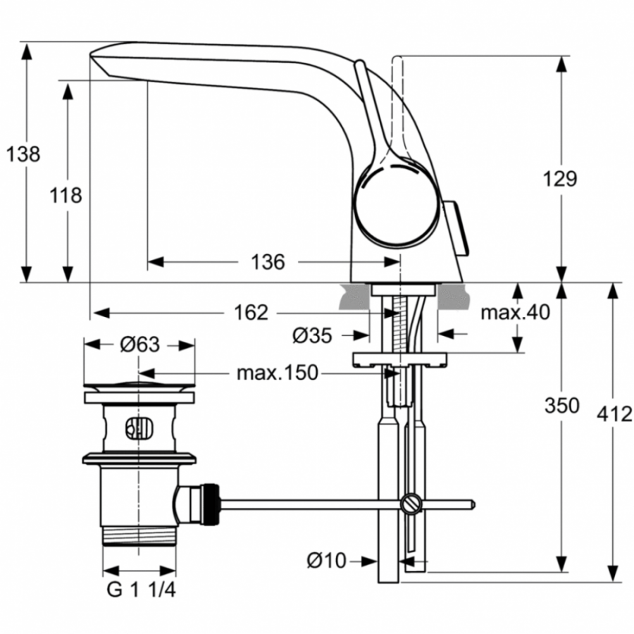 Ideal Standard Melange смеситель для раковины A4258AA