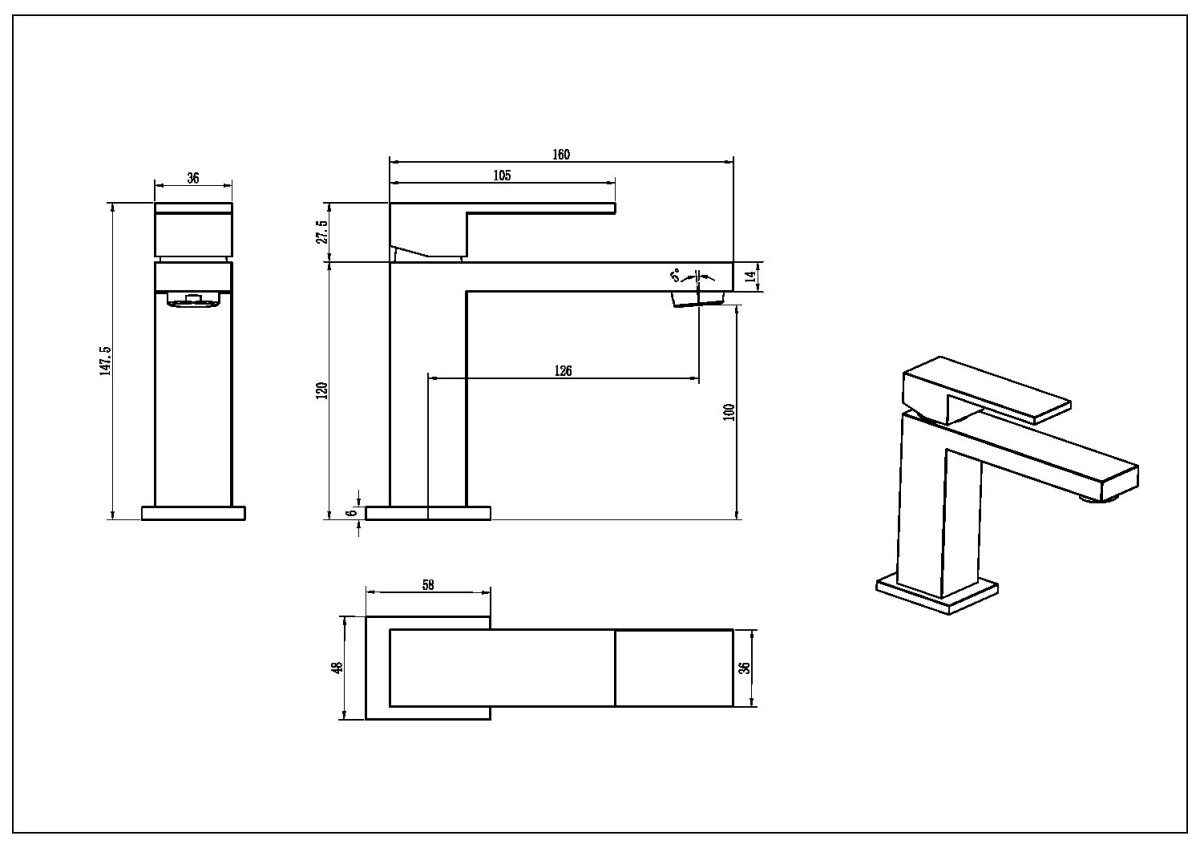 Смеситель для умывальника Boheme Qubic Brushed Bronze 471-BRB
