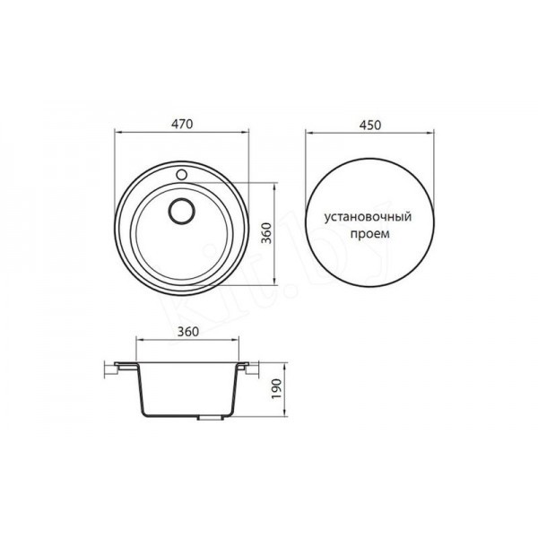Granicom G-009 кухонная мойка антрацит 47 х 47 см