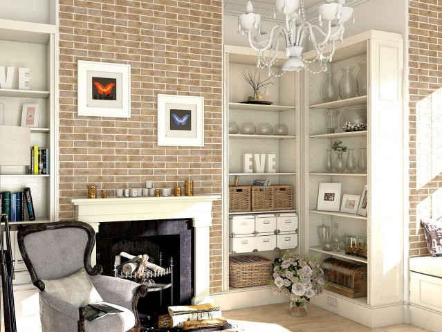Golden Tile Brickstyle Oxford 25х6см плитка фасадная настенная кремовая натуральная 15Г020