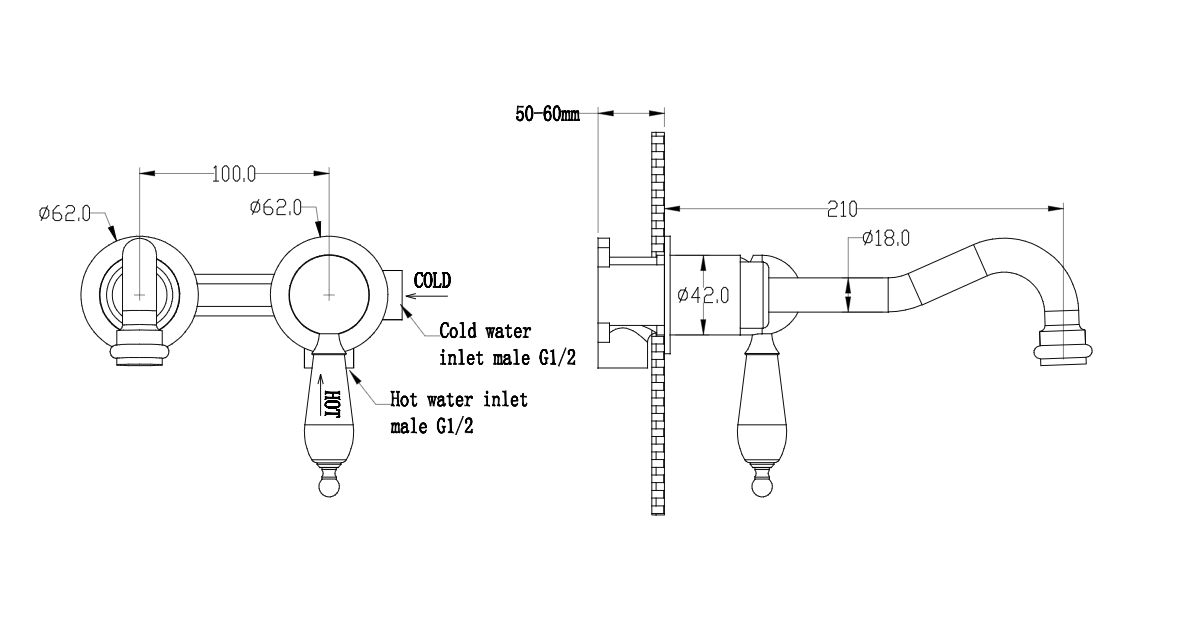 Смеситель для раковины из стены Boheme Medici смесители Бронза 307