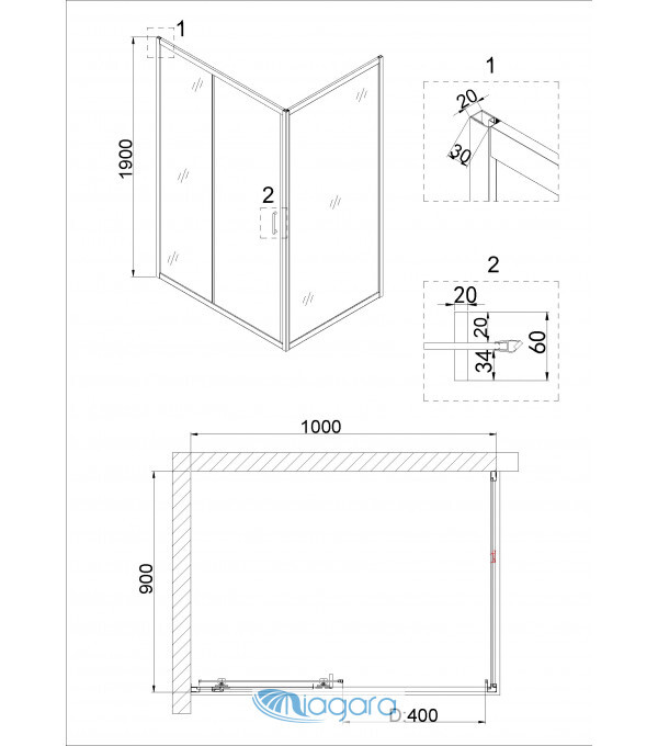 Душевой уголок 100x90 Niagara NG-62-10A-A90