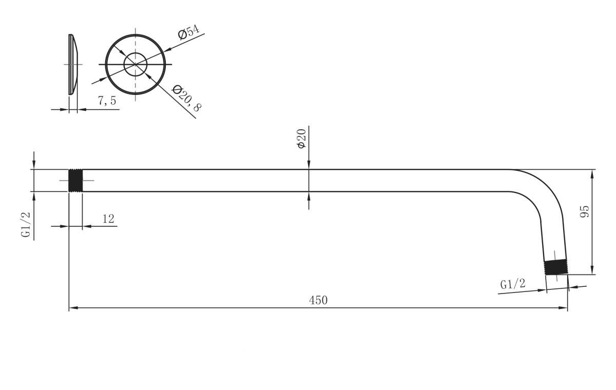 Lemark держатель лейки верхнего душа LM8030C