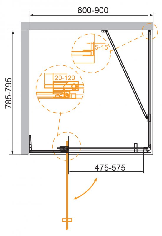 Cezares Slider душевой уголок 80х80/90 см SLIDER-AH-1-80-80/90-GRIGIO-BORO