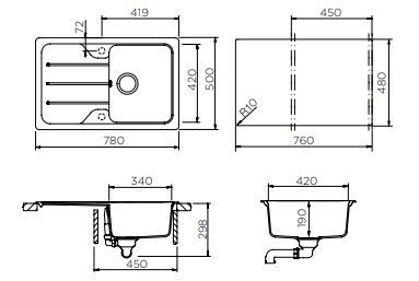 Schock Formhaus 45D 700935 кухонная мойка оникс 50х78 см