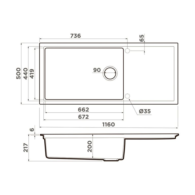 Omoikiri SINTESI 116 мойка кухонная белый 4997121