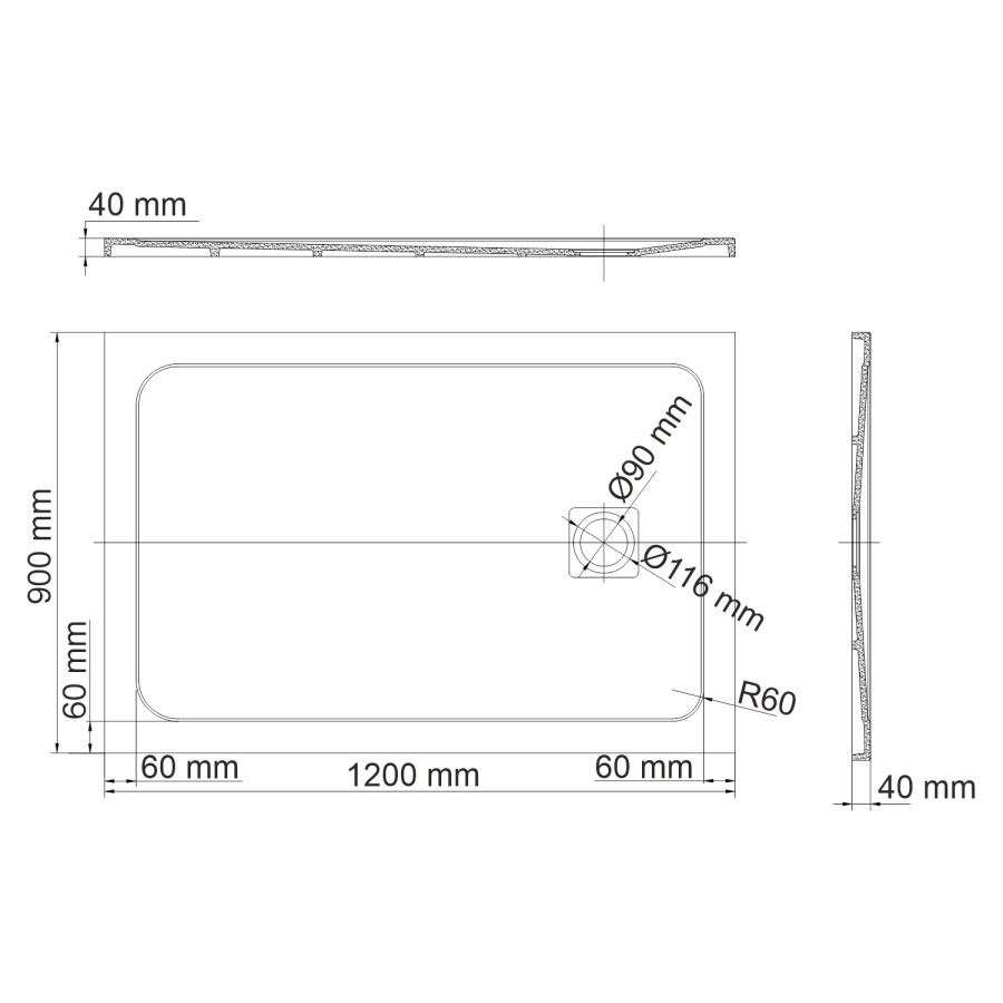 WasserKRAFT Neime 19T07 душевой поддон из искусственного камня 120*90*4