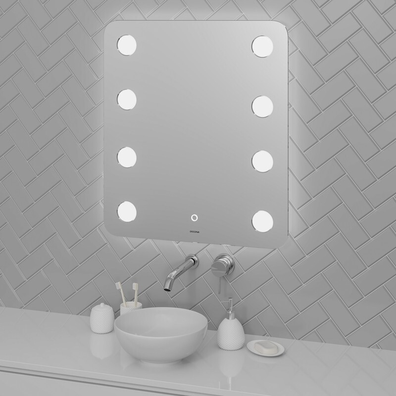 Зеркало Grossman NEON (700*800*45) LED с сенсорным выключателем и гравировкой 147080