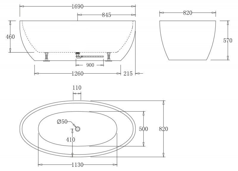 BelBagno ванна отдельностоящая овальная 170х82 BB69-1700-W0