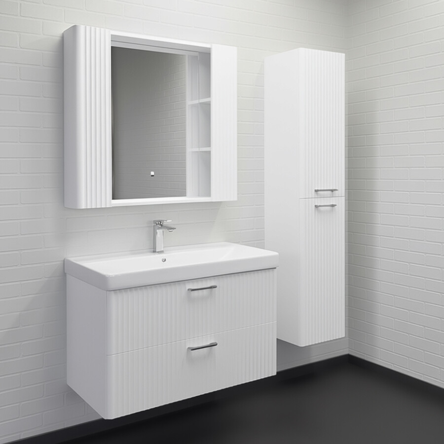 Зеркало-шкаф Comforty Ангара-90 белое, со светодиодной подсветкой и антизапотеванием 00-00019941