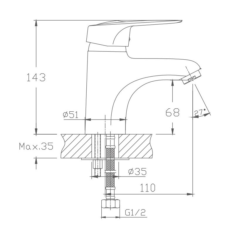 Смеситель для раковины Haiba HB1004 Хром