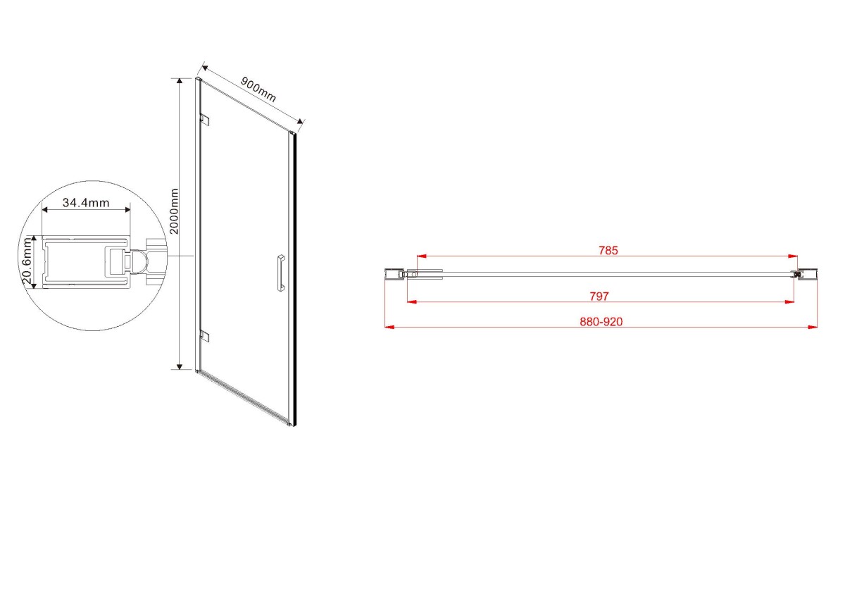Vincea Flex душевая дверь VDP-1F900CLB профиль черный, прозрачное