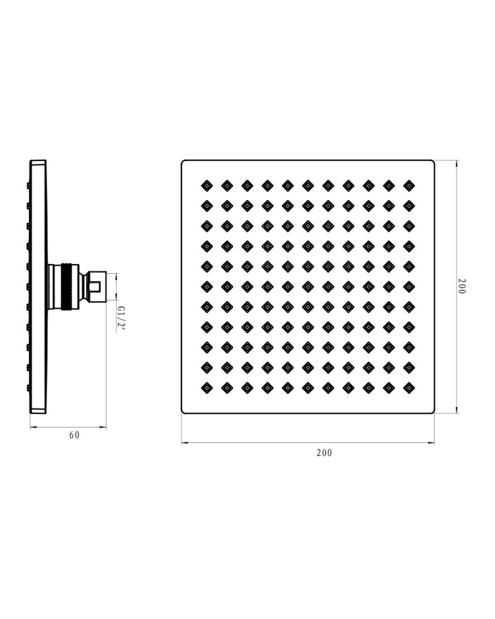Imprese SQ200 Верхний душ квадратный диаметр 20 см