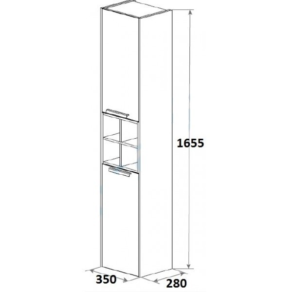 Roca Lago 857297806 шкаф-пенал подвесной белый глянец 165