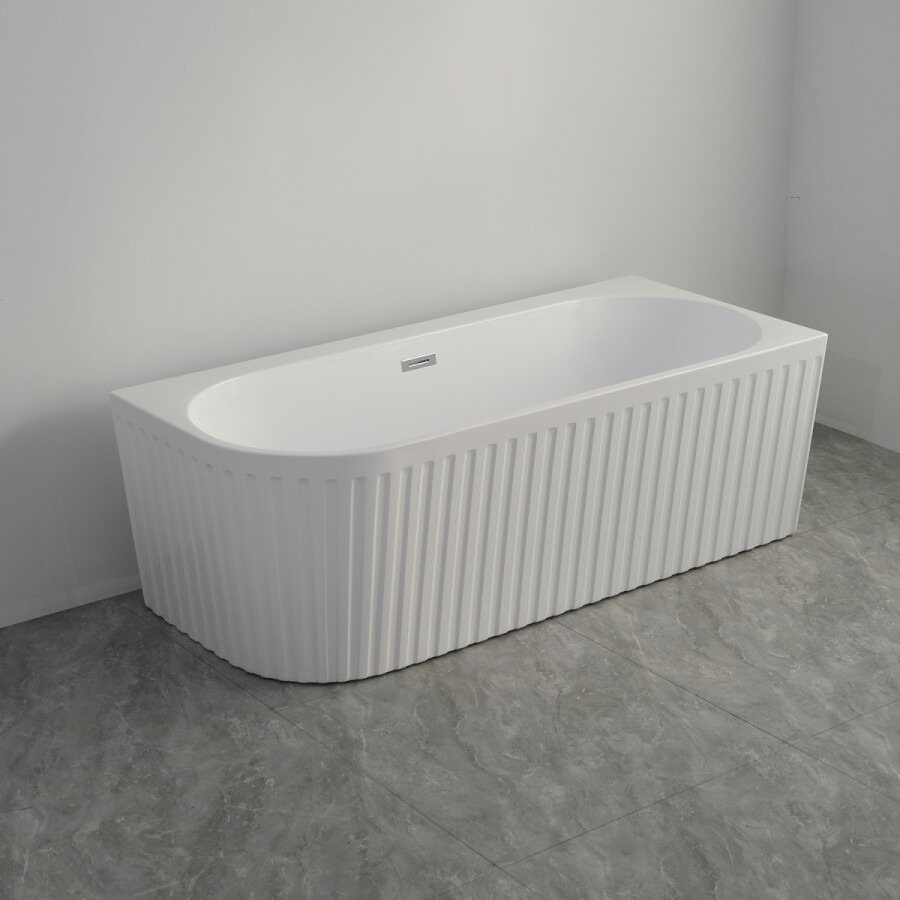 Ванна акриловая Azario LAGO GARDA 1700х750х580 пристенная, рифленая, правосторонняя, в комплекте с сифоном и металлической рамой AZ-6724-A2 R 17075