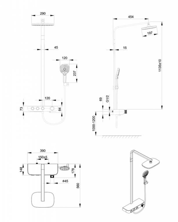 Bravat душевая колонна F6389423CP-A1-ENG