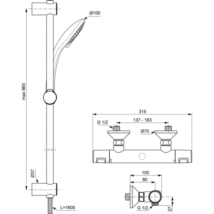 Ideal Standard термостатический смеситель для душа A7204AA