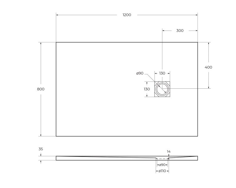 Поддон из искусственного мрамора Belbagno TRAY-MR-UNO-AH-120/80-35-W-CR
