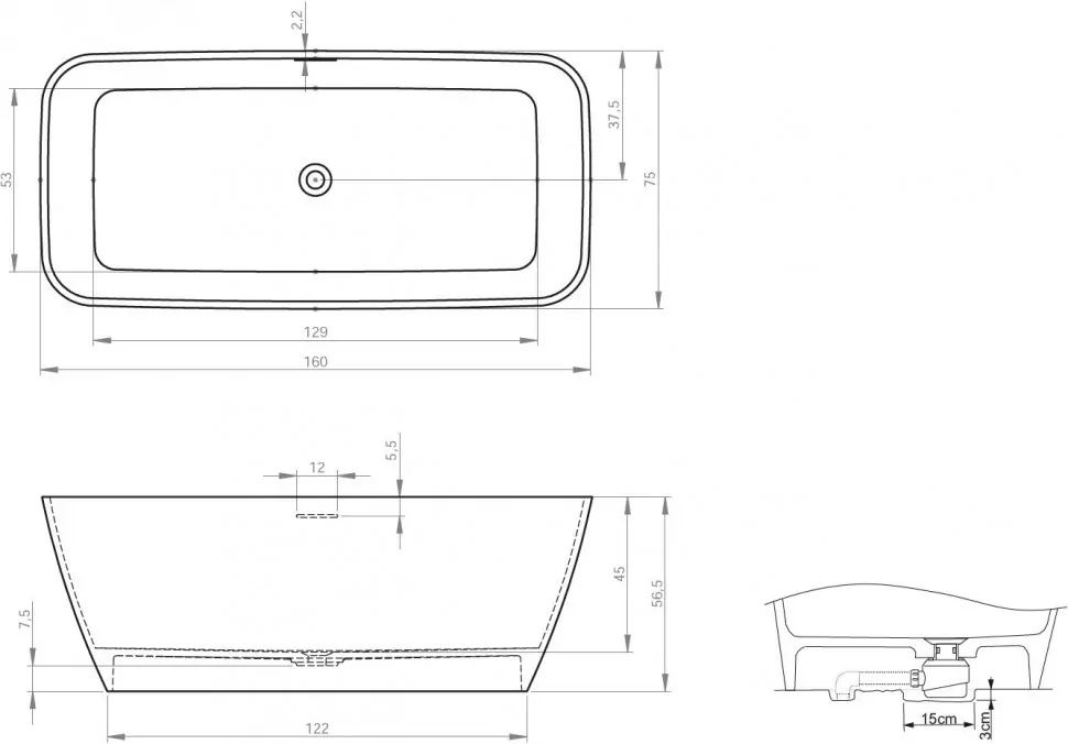 Riho Malaga ванна прямоугольная 160х75 B123001105