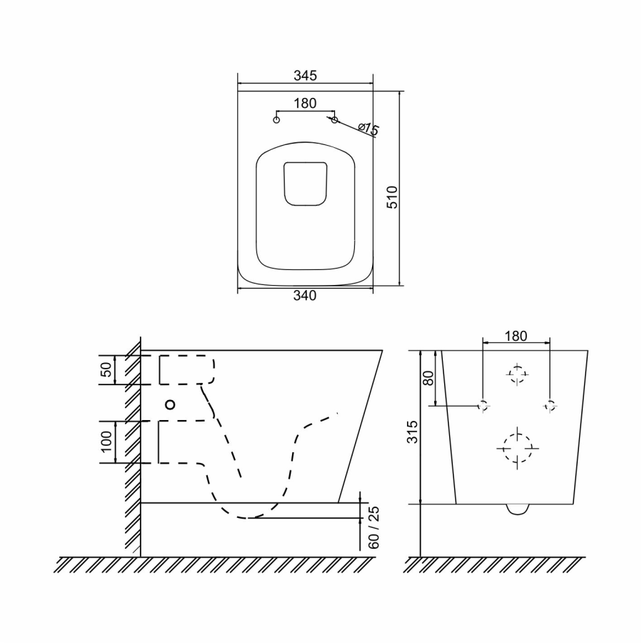 Sole CUBE 2 GREY унитаз подвесной с крышкой Soft-close безободковый УТ000085188