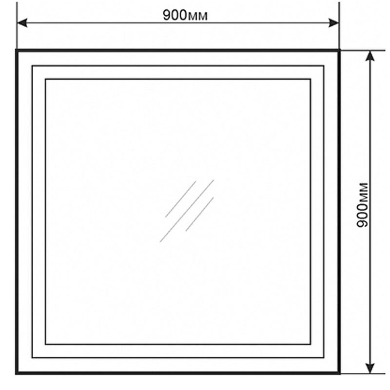 Зеркало Comforty Квадрат-90 LED-подсветка, бесконтактный сенсор 900*900 00-00005264CF
