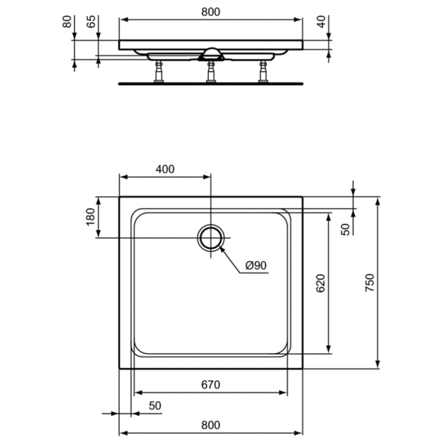 Ideal Standard Hotline душевой поддон 80х75 K277101