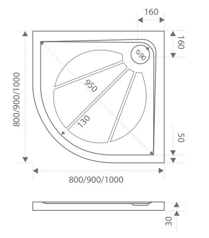 BAS Эклипс 100*100*3 душевой поддон литьевой мрамор ЛП00011