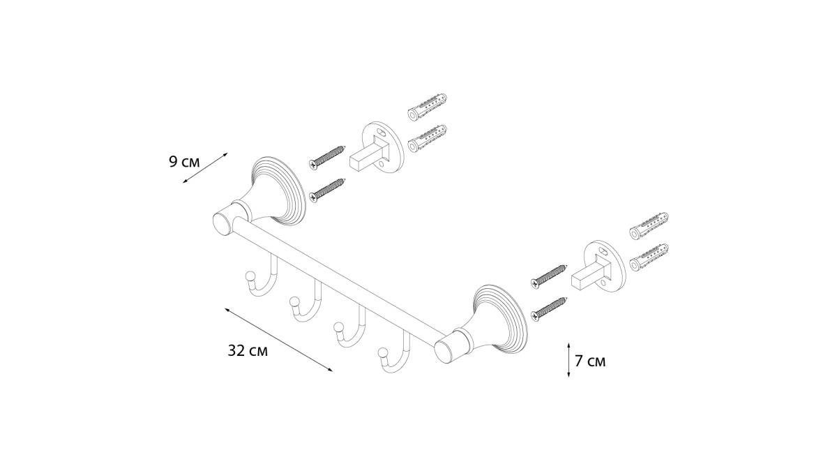 Fixsen планка на 4 крючка FX-71605-4