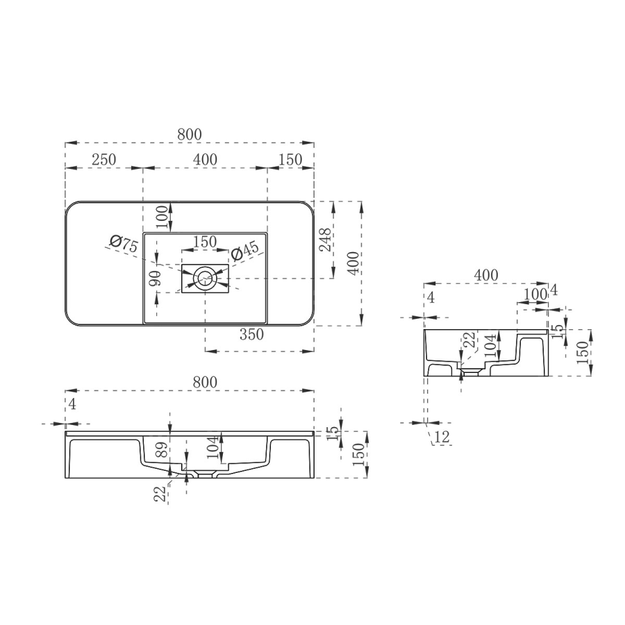 Vincea Solid Surface раковина 80х40 см подвесная VWB-6S480MW